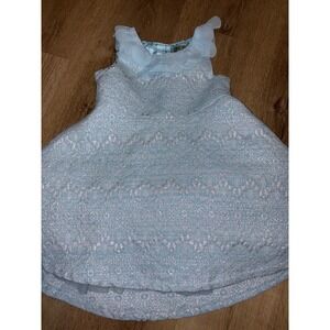 Genuine Kids Party Dress Blue‎ Silver Lace Sparkle Buttons 3T
